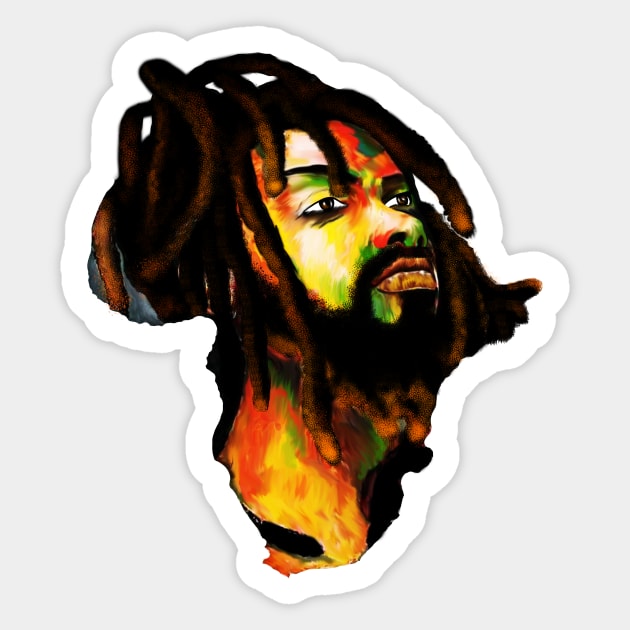 Africa Map, African Rasta Man, Rastafarian Sticker by logiamerch